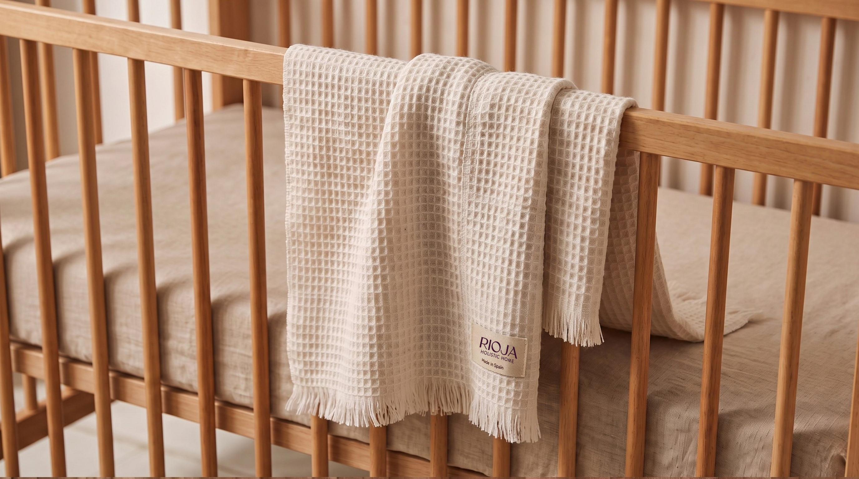 Beige 100% merino wool baby blanket