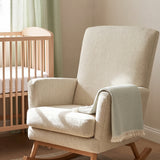 Sage textured 100% merino wool baby blanket with fringes