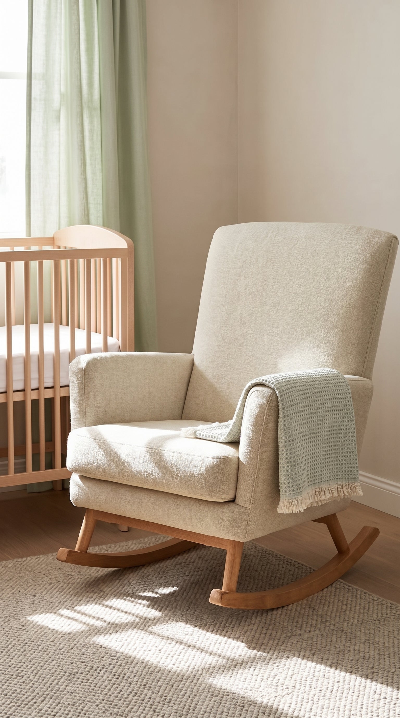 Sage textured 100% merino wool baby blanket with fringes