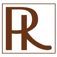 Brown letter 'R' logo with a brown border on a white background to represent Rioja Holistic Home