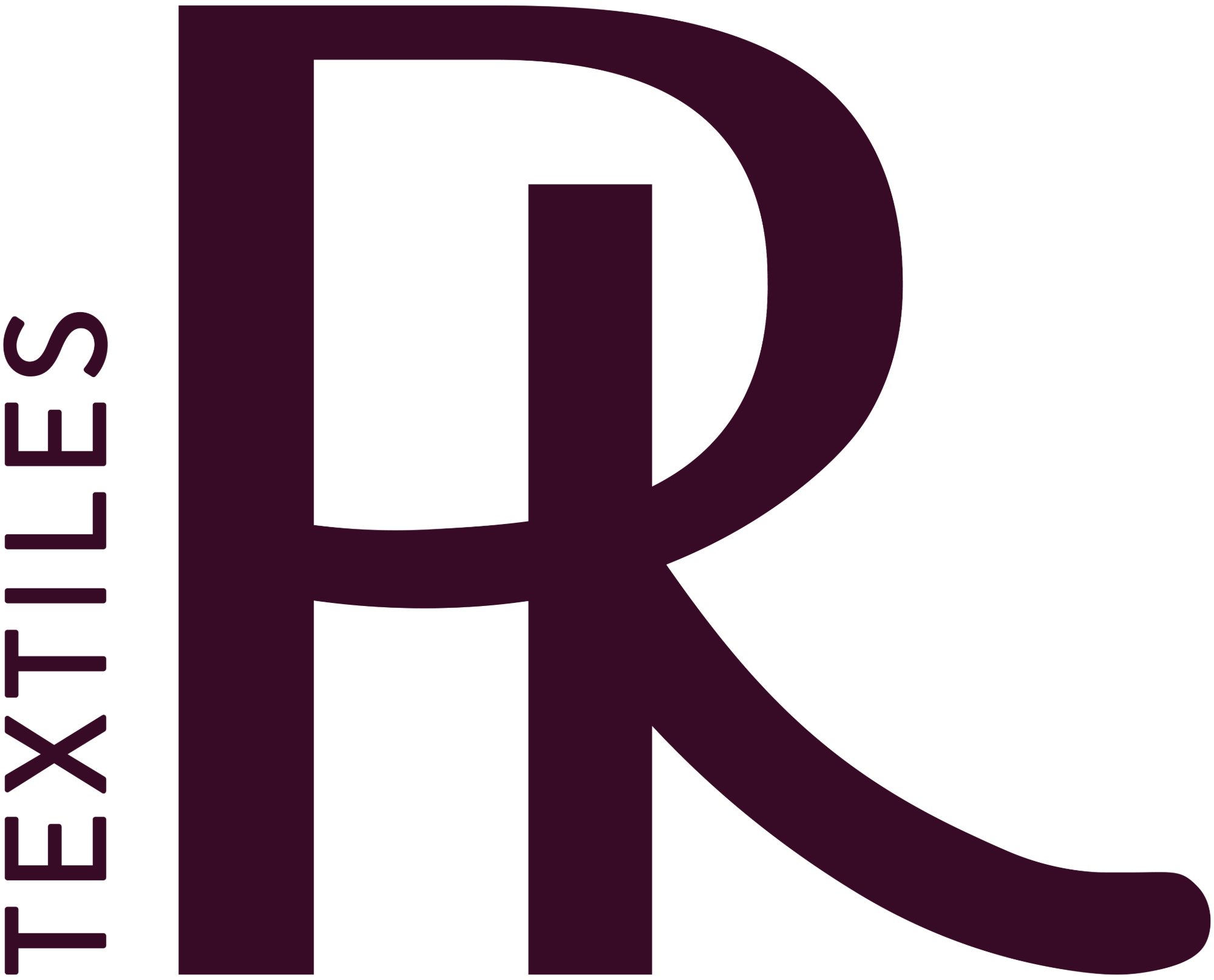 Plum 'R' logo with 'ESSENCE' text on a white background representing the Rioja Holistic Home Textiles collection